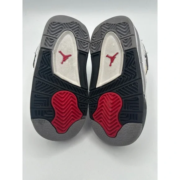 Jordan 4 Retro White Cement Kids 6C White Grey 308500-103 Toddler Sneakers - Picture 7 of 8